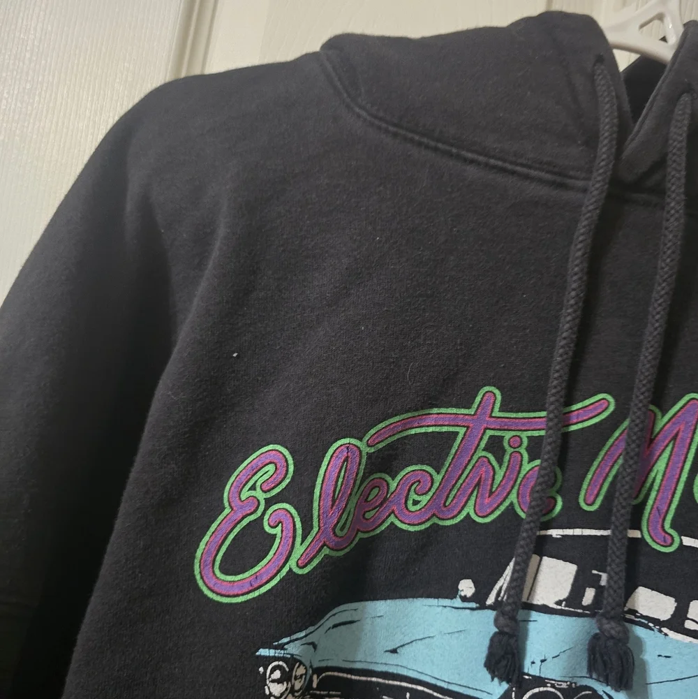 Brandy Melville Oversized Electric Motors 72 Heavyweight Hoodie, Faded Gray, EUC - Picture 4 of 10
